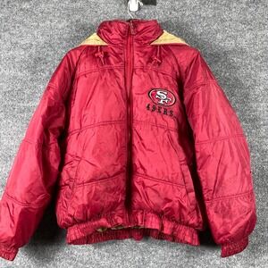 Vintage Game Day San Francisco 49ers Jacket Mens XL Red Puffer Hooded NFL 90s‎